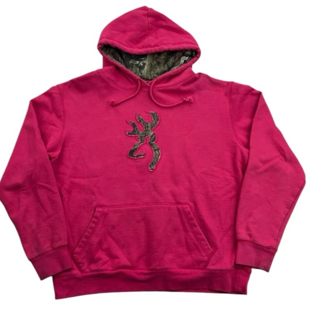 Vintage ~Browning ~Camo Realtree ~ Women’s ~ Hoodie~ XL ~ Pull Over ~ Pink ~ Y2K